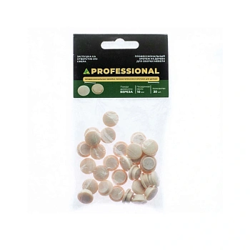 картинка Заглушка на отверстие ПРОФЕССИОНАЛ сфера D10мм береза (30шт/уп) от магазина Кубатура
