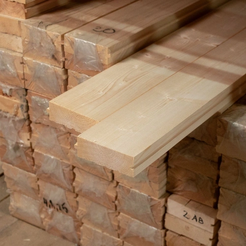 картинка Доска пола шпунтованная ель/сосна 45*145(136)*1000мм сорт АВ от магазина Кубатура