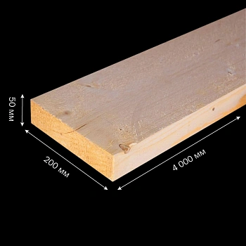 картинка Доска обрезная камерной сушки 50*200*4000мм ель/сосна 1-2 сорт дисковый распил (10-18%) от магазина Кубатура