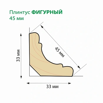 картинка Плинтус липа фигурный 45*1900мм сорт А цельный от магазина Кубатура