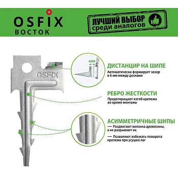 картинка OSFIX Восток скрытый крепеж для террасной доски, цинк от магазина Кубатура