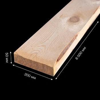 картинка Доска обрезная камерной сушки 50*200*6000мм ель/сосна 3-4 сорт дисковый распил (10-18%) от магазина Кубатура
