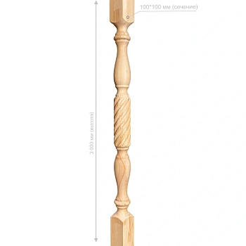 картинка Колонна 100*100*3000мм №9 Сосна сорт Экстра сращенная от магазина Кубатура