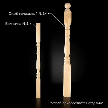 картинка Балясина 50*50*900мм №1 Сосна сорт Экстра сращенная от магазина Кубатура