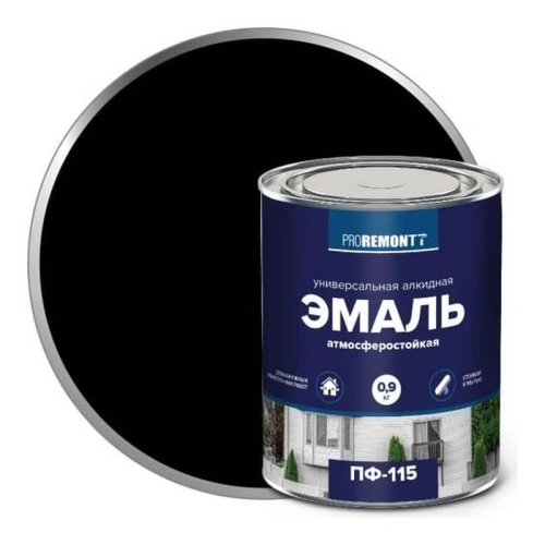 картинка Эмаль ПФ-115 черный 0.9кг Proremontt от магазина Кубатура