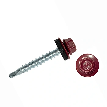 картинка Саморезы кровельные 4,8*35мм RAL 3005 (красное вино) металл/дерево от магазина Кубатура