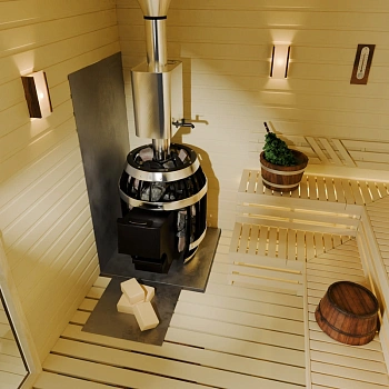 картинка Печь банная сетка Саяны Cast с дверцей антрацит (камни 90кг/до 18м³) от магазина Кубатура