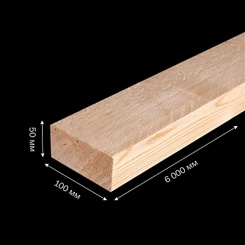 картинка Доска обрезная камерной сушки 50*100*6000мм Отборная 1 сорт Ель 100% дисковый распил (10-15%) от магазина Кубатура