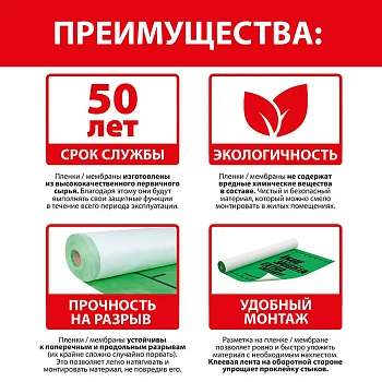 картинка Пленка гидро-пароизоляционная KNAUF Защита D (S60м², P90г/м²) от магазина Кубатура
