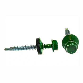 картинка Саморезы кровельные 4,8*35мм RAL 6002 (зеленая листва) металл/дерево от магазина Кубатура