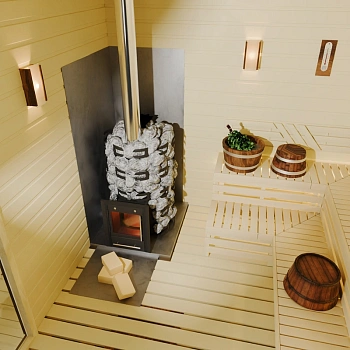 картинка Печь-несетка банная Семирамида inox Люмина, антрацит (камни 137кг/до 18м³) от магазина Кубатура