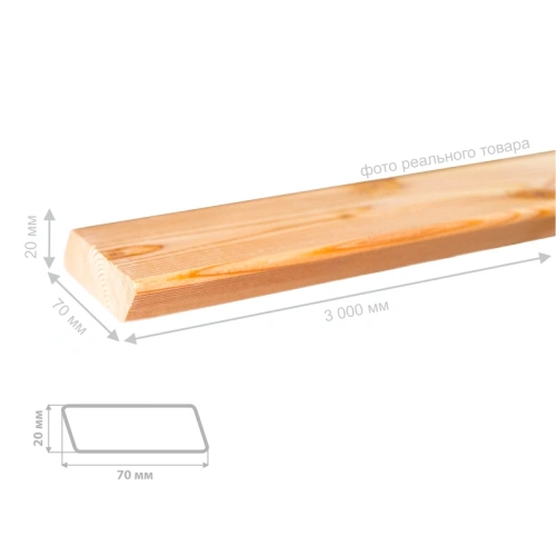 картинка Планкен скошенный 20*70*3000мм сорт АВ лиственница от магазина Кубатура