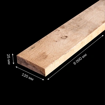 картинка Доска обрезная камерной сушки 25*120*6000мм ель/сосна 5 сорт дисковый распил (10-18%) от магазина Кубатура