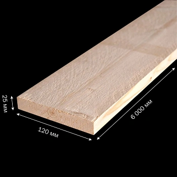 картинка Доска обрезная камерной сушки 25*120*6000мм Отборная 1 сорт Ель 100% дисковый распил (10-15%) от магазина Кубатура