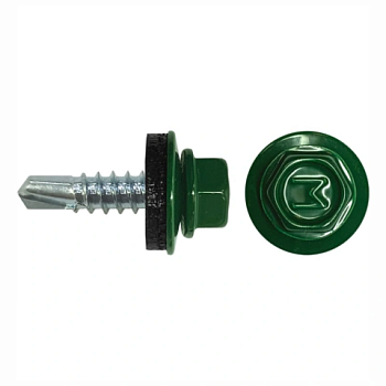 картинка Саморезы кровельные 5,5*19мм RAL 6005 (зеленый мох) металл/металл от магазина Кубатура