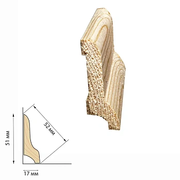 картинка Плинтус евро 52*2000мм сосна сорт Экстра от магазина Кубатура